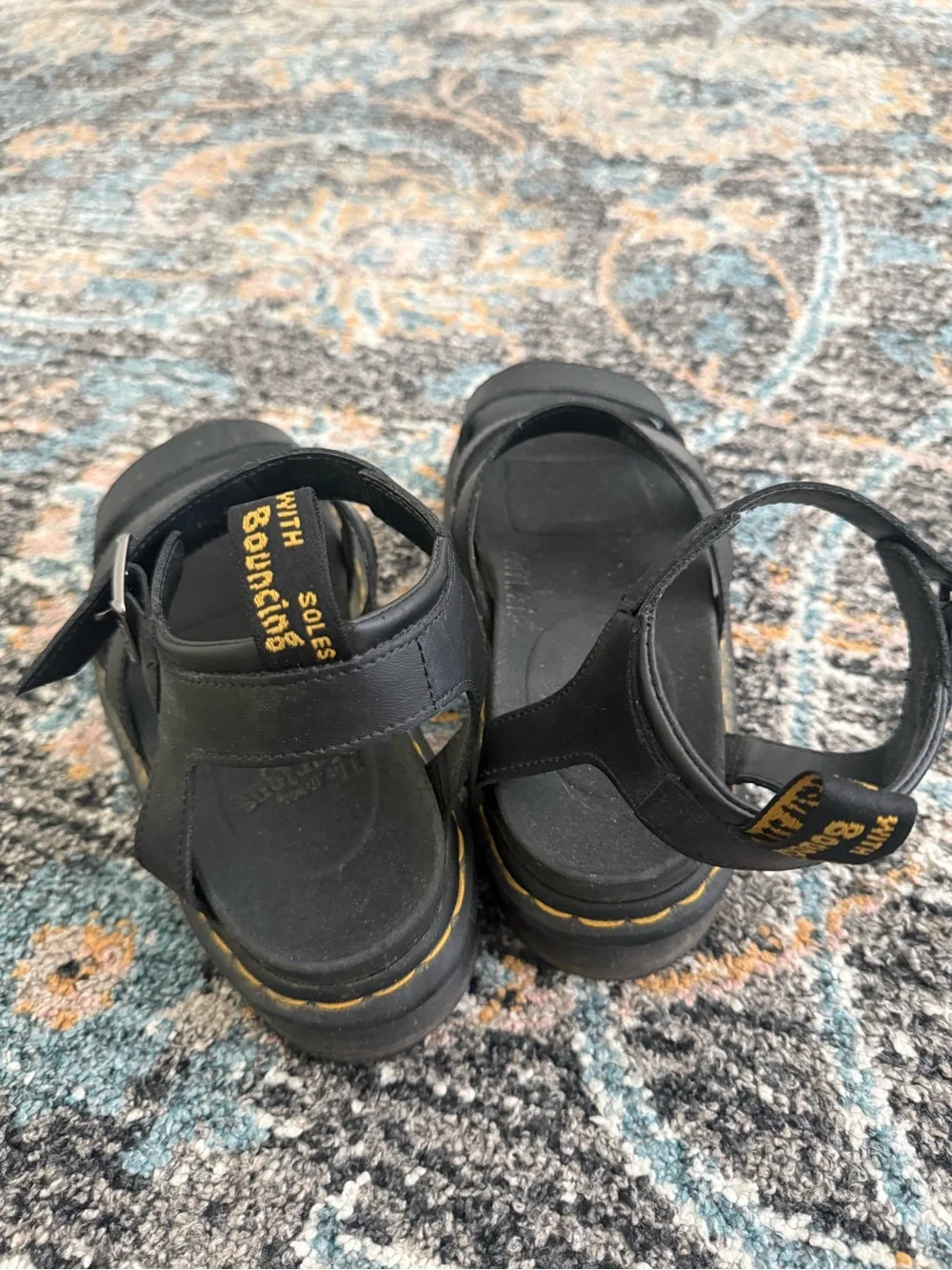 Dr. Martens Black Leather Multi-Strap Platform Sandals